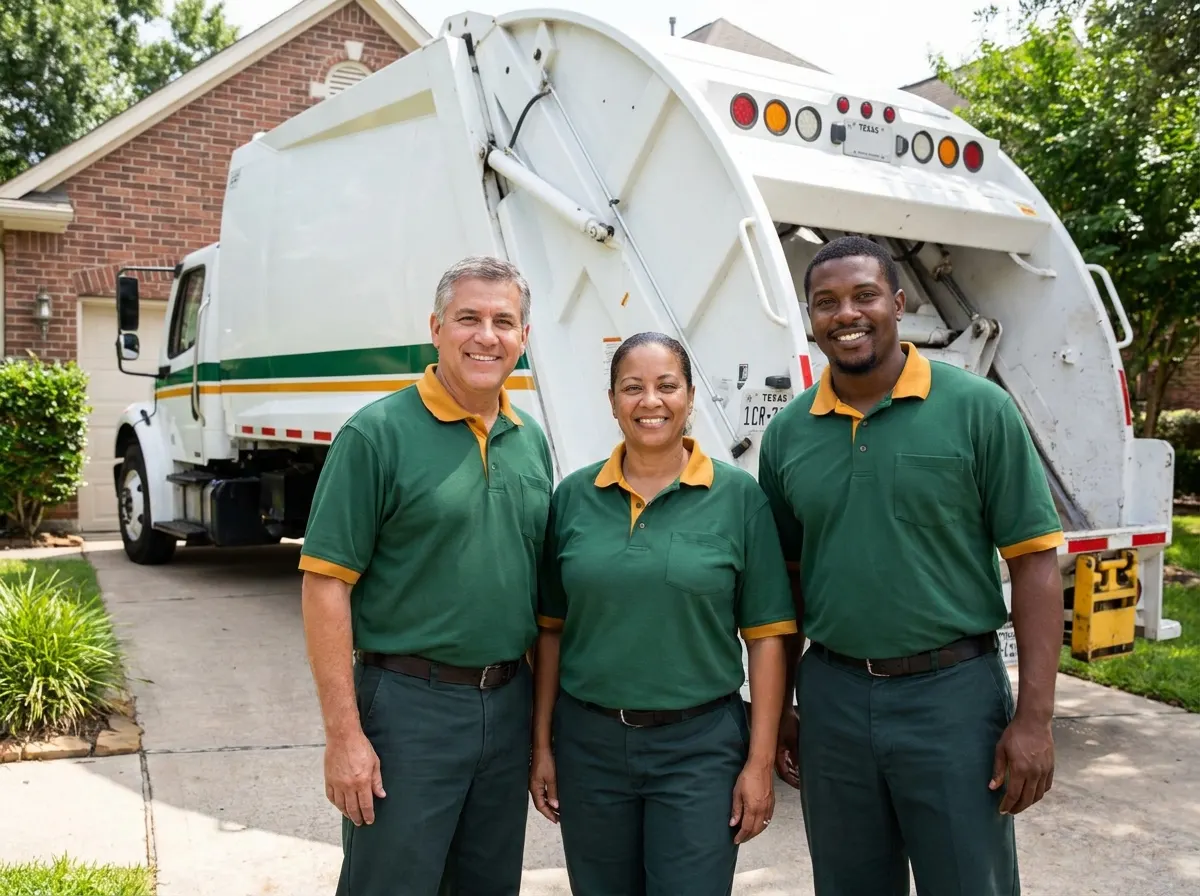 Green Ridge Dumpster Rental garbage collection service team in Houston, TX